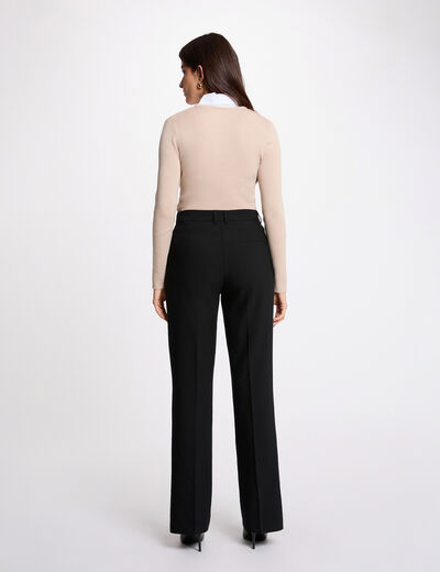 2-in-1 sweater with folded collar beige women