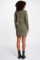 Robe courte effet 2-en-1 vert kaki femme