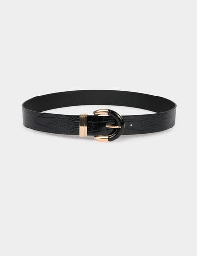 slim crocodile effect belt black women Slim crocodile-effect belt black women