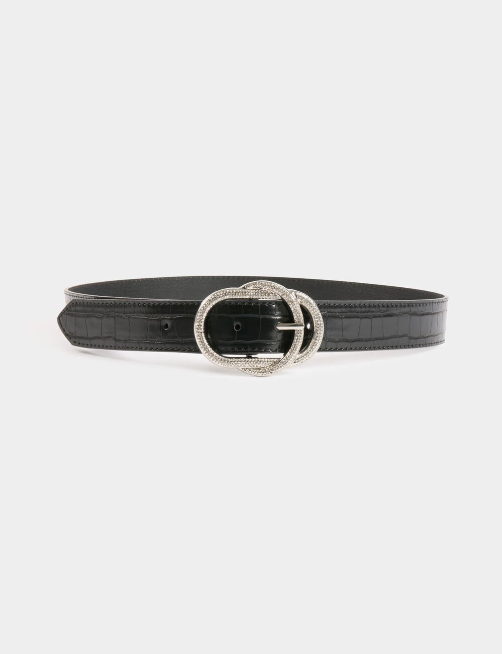 Croc belt with rhinestones black women