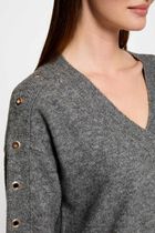 Robe tricot droite à oeillets gris anthracite femme