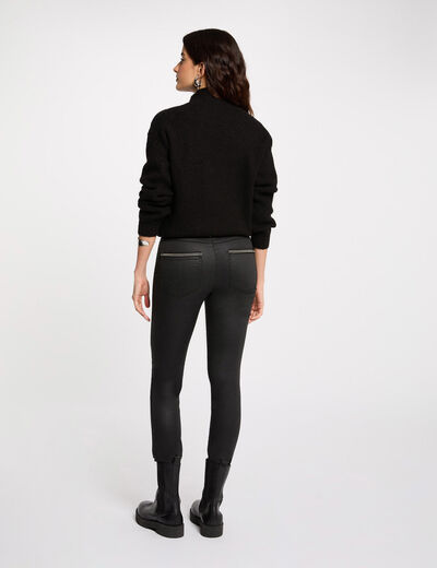 Slim trousers with wet effect black women