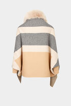 Poncho with faux fur details sand women