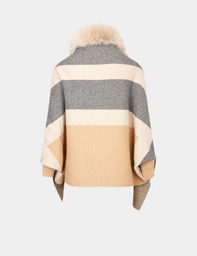 Poncho with faux fur details sand women