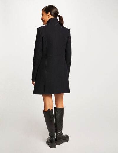 Straight buttoned coat navy ladies'
