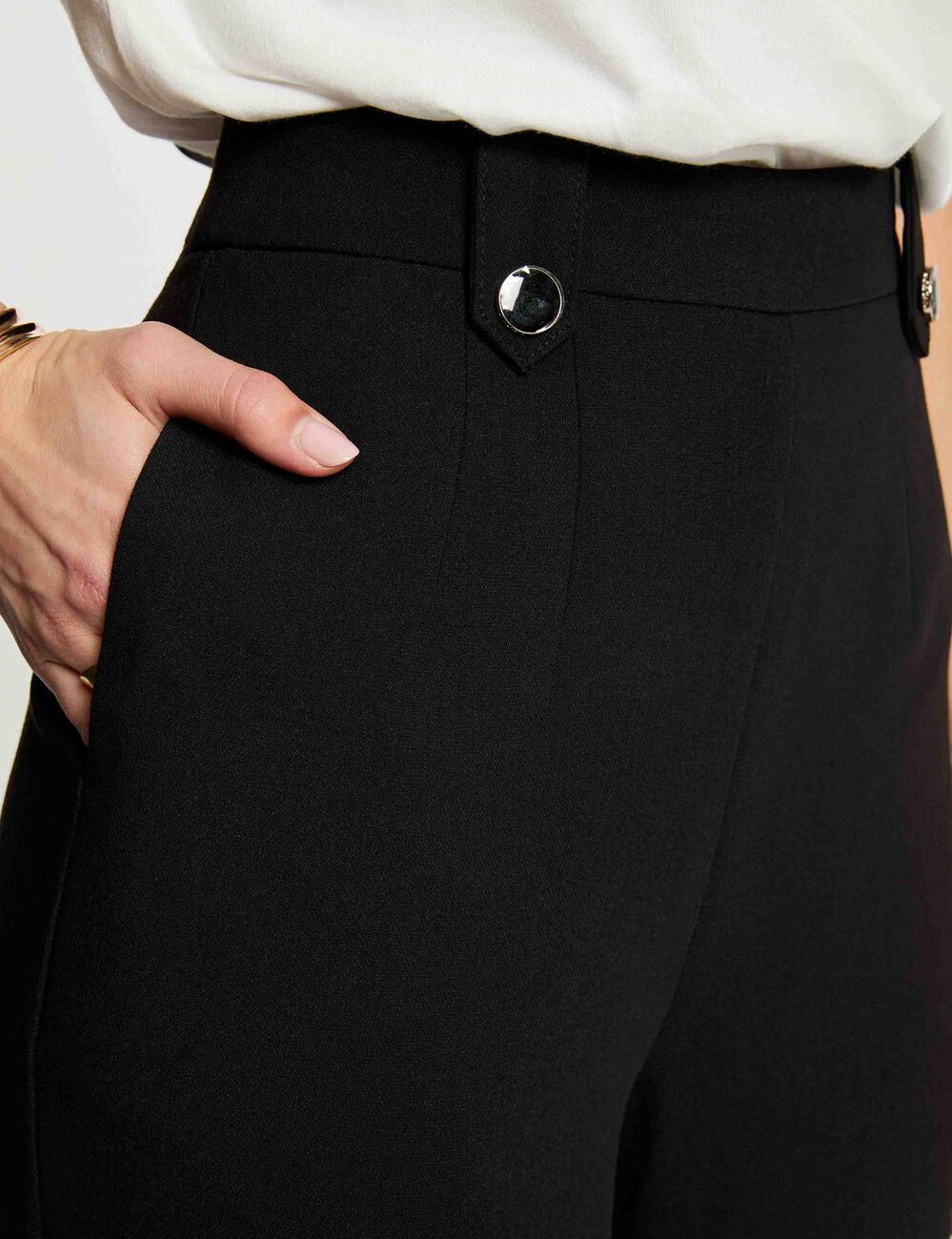 High-waisted wide-leg trousers black women