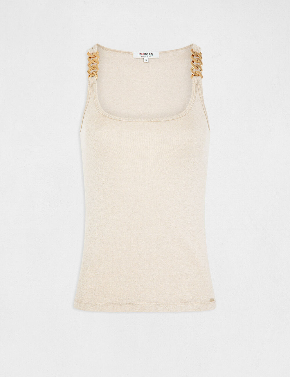 Vest top with wide straps and chains ivory women