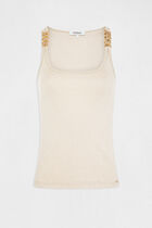 Vest top with wide straps and chains ivory women