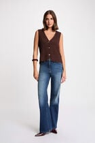 Sleeveless openwork cardigan dark brown women
