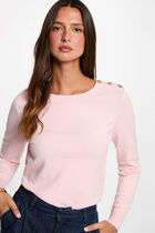Sweater with round neck and buttons light pink women