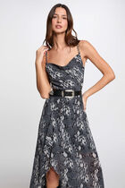 Robe longue fluide imprimée multicolore femme