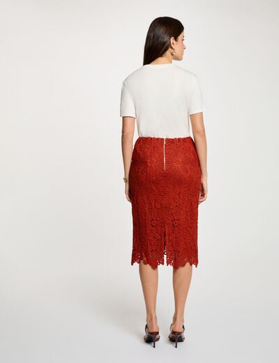 Midi lace skirt dark orange women