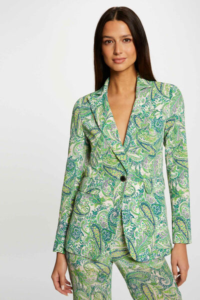Loose waisted jacket paisley print multico ladies'