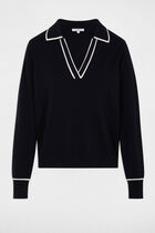 Polo neck jumper navy blue women