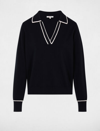 Polo neck jumper navy blue women
