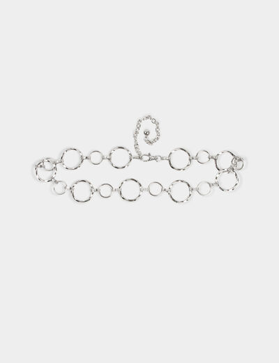Belt with metal rings silver color women