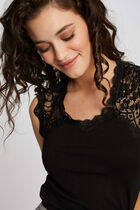 Vest top with wide lace straps black women