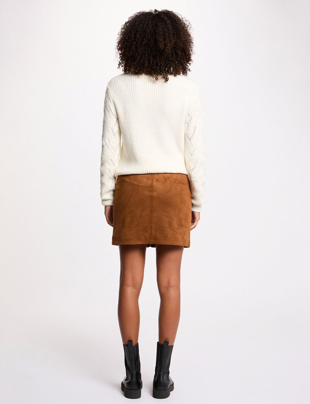 Fancy knit sweater ivory women