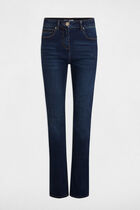 High-waisted straight jeans raw denim women
