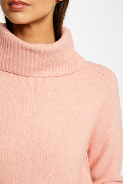 Long-sleeved jumper with turtleneck coral ladies'