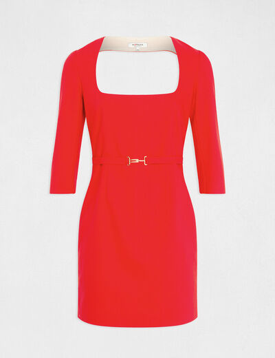 Fitted dress square neck and open back red ladies'