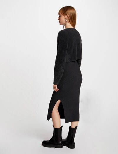 Midi 2 in 1 jumper dress dark grey women