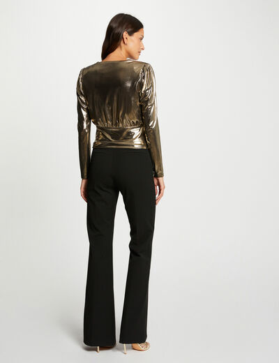 Long-sleeved t-shirt with wet effect gold ladies'