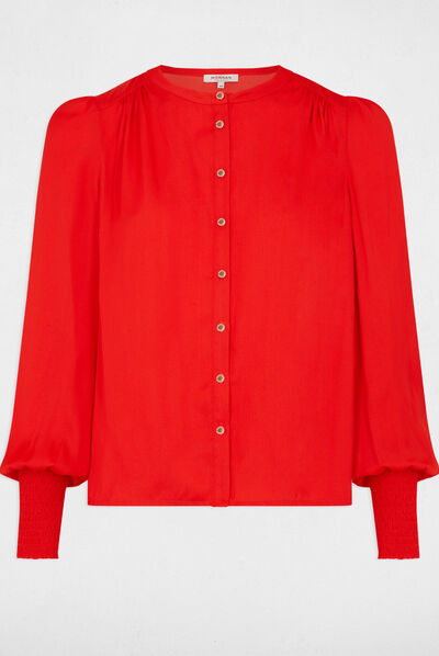 Long-sleeved shirt with round neck orange ladies'