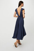 Maxi A-line dress with smocked waist indigo women