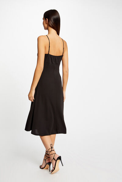 Loose A-line dress with straps black ladies'
