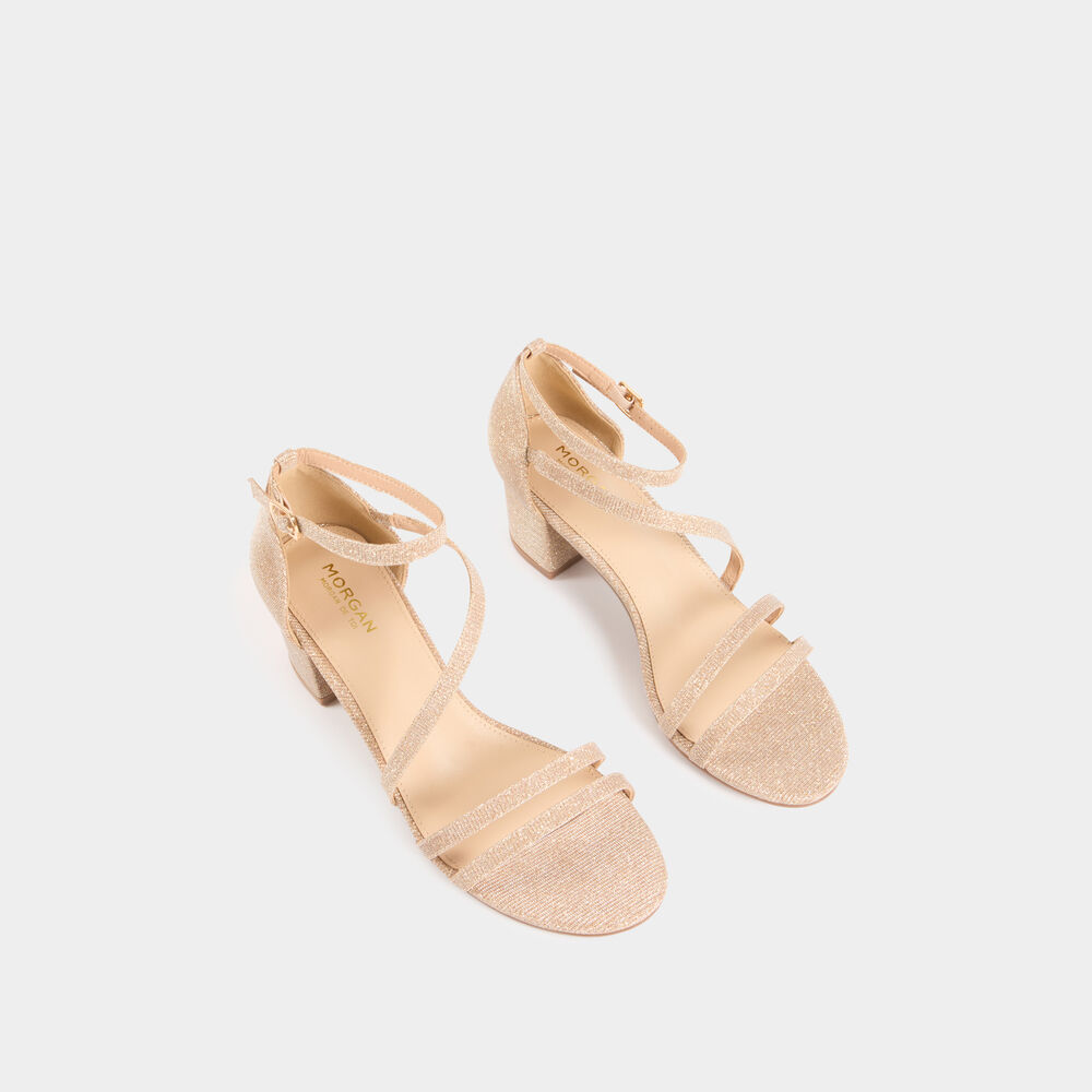 Metallised sandals with heels beige women