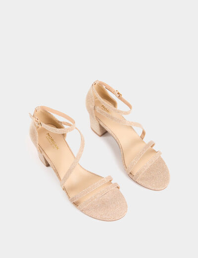 Metallised sandals with heels beige women