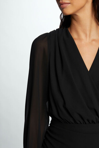 Draped mini dress black ladies'