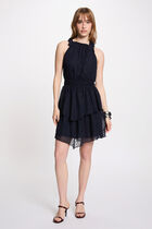 Sheer dress with thin straps navy blue women