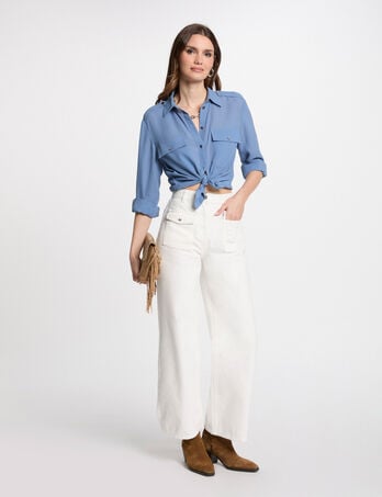 High-waist wide leg jeans white women