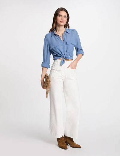 High-waist wide leg jeans white women