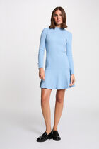Short dress with round neck light blue women