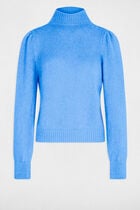 Pull col montant bleu femme