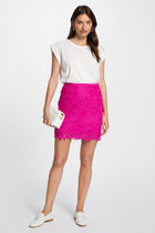 Fitted mini lace skirt dark pink women