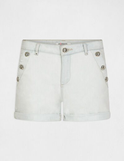 Slim denim shorts with sailor¿s effect jean bleached women