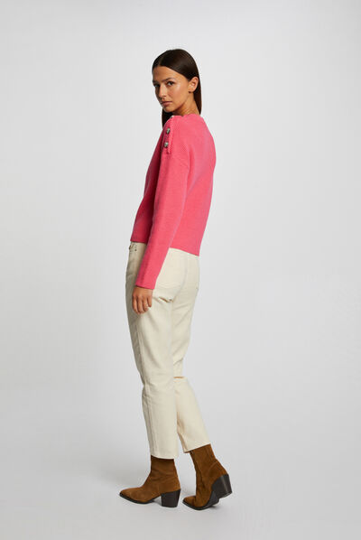 Long-sleeved jumper with buttons pink ladies'