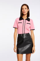 Straight faux leather skirt with studs black women