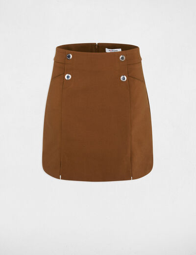 Mini skirt with buttons camel women