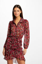 Shirred straight skirt with floral print multicolored women