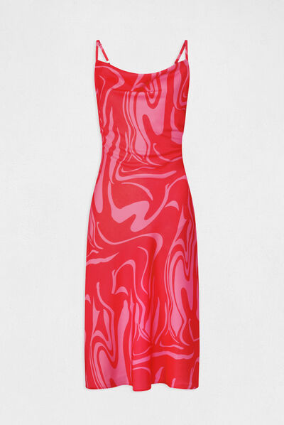 Satin straight dress abstract print multico ladies'
