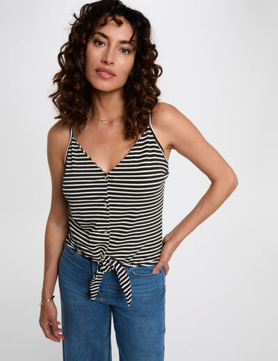 Cropped V-neck tank top black women