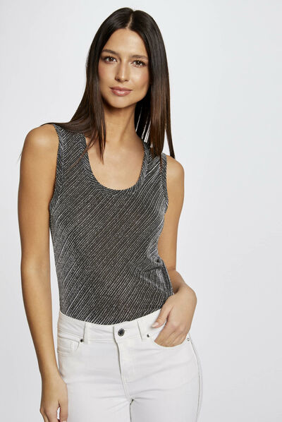 Vest top wide straps with round neck silver ladies'