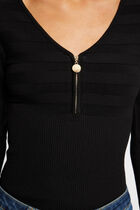 Long-sleeved jumper with zipped detail black women