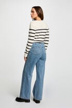 Stripped jumper round neck ecru women