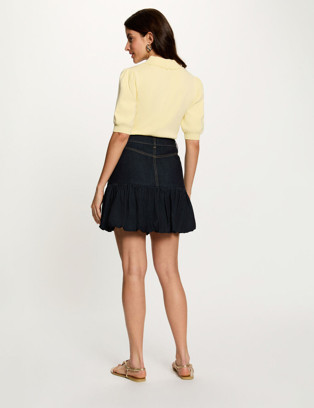 Denim bubble skirt blue women